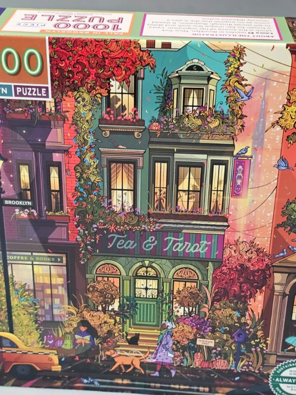eeBoo Fall in Brooklyn 1000 Piece Square Jigsaw Puzzle, 23" x 23" Used
